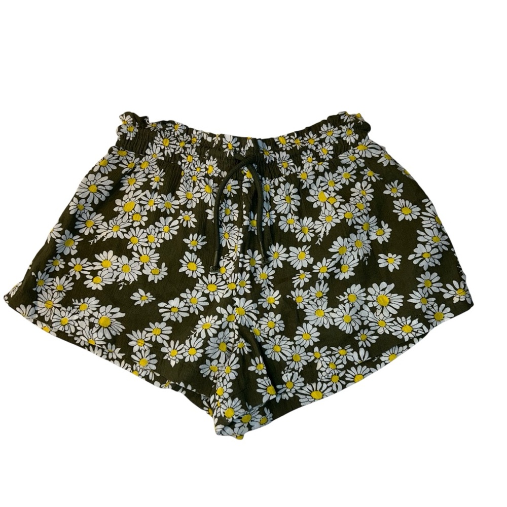 Treasure & Bond Floral Print Girls Shorts - Green and Yellow Size Medium